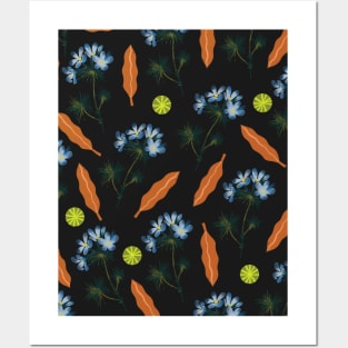 blue botanicals Posters and Art